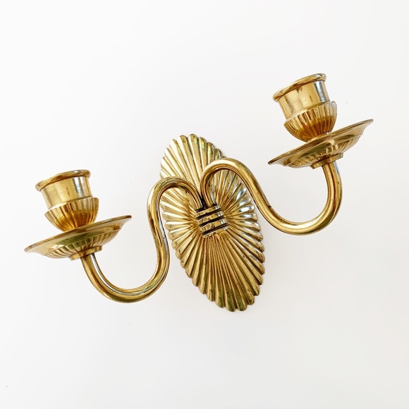 Vintage Brass Candle Stick Wall Holder Gold Color